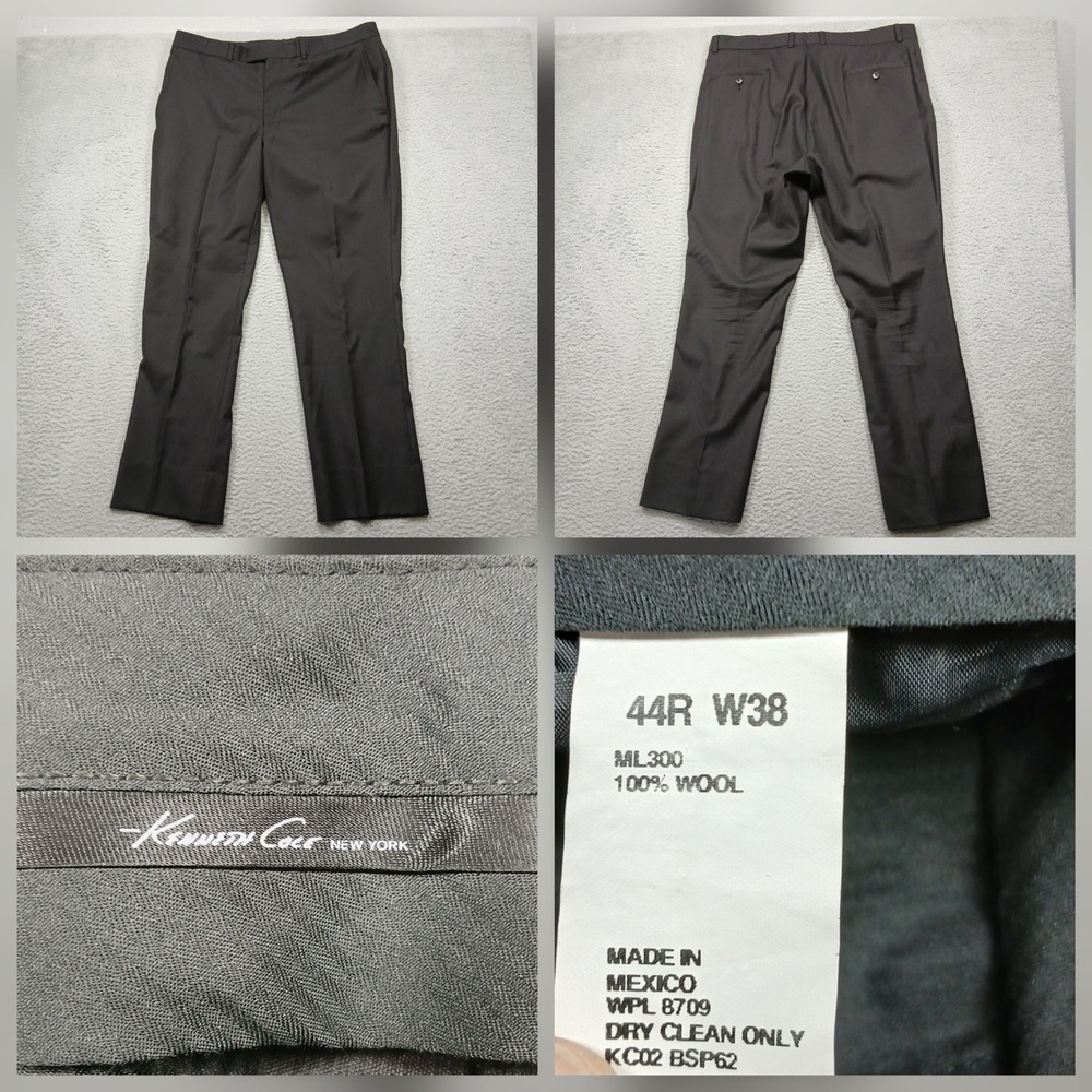 Kenneth Cole New York Dress Pants Mens 44R W38 Black 100%‎ Wool